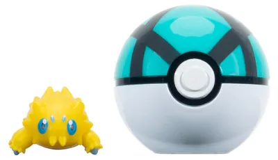 Produktbild von Pokémon PKW3632 - Clip'n'Go Poké Ball - Wattzapf & Netzball, offizieller Pokéball mit 5 cm Figur