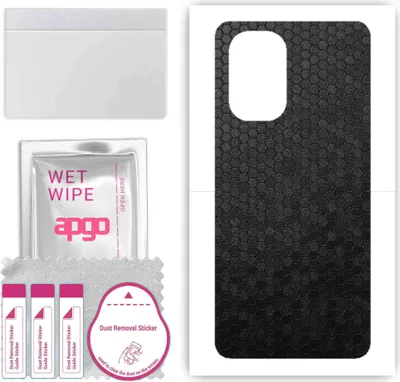 Produktbild von apgo Rückseite Schutzfolie, Skin, kompatibel mit Xiaomi Mi 11i, Hinten Displayschutzfolie aus Vinylfolie, kratzfest, einfache Montage - Schwarze Honigwabe