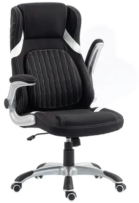 Immagine prodotto di Vinsetto Sedia Ufficio Ergonomica in Tessuto Effetto Lino con Supporto Lombare, Altezza Regolabile, Dondolo, Nero