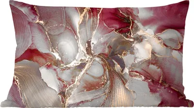 Produktbild von MuchoWow® Zierkissen Sofakissen Wohnzimmer Dekokissen 60x40 cm Gold - Marmor - Lila - Kopfkissen - Polster mit Foto