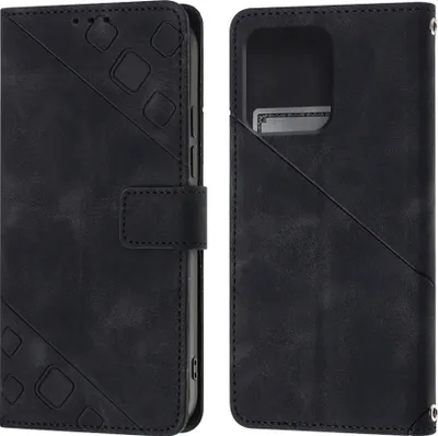 Produktbild von Hülle für Motorola Edge+ 2023 Prägung Flip Leder Brieftasche Schutzhülle mit Ständer Schwarz