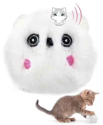 Immagine prodotto di Giocattolo per gatti con erba gatta, palla interattiva con suono, colore bianco