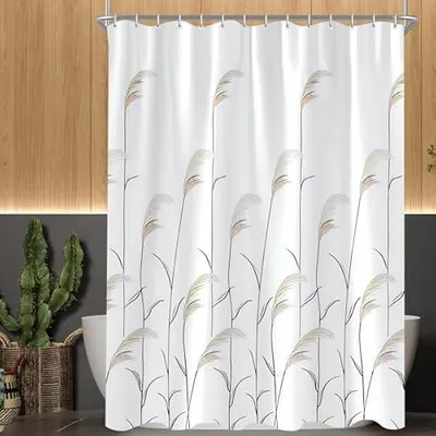 Produktbild von Duschvorhang 120x200cm Weizenohr Muster Wasserabweisend Beschwerter Saum Für Badewanne Und Dusche