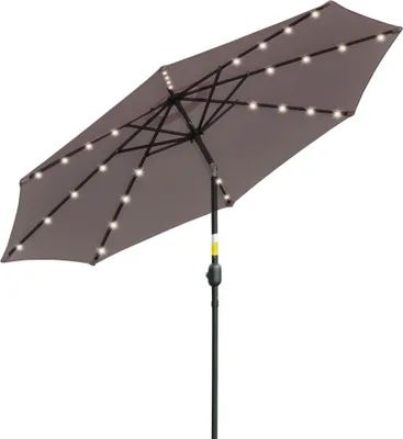 Produktbild von Garten-Sonnenschirm - Ø265 x 233 cm - 32 Solar-LEDs - Kippfunktion - Dunkelgrau