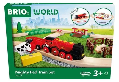 Image de BRIO World 36029 Circuit Campagne, Coffret 24 Pieces avec Locomotive a Piles et Animaux, Train en Bois, Des 3 Ans