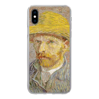 Produktbild von MuchoWow® Handyhülle Schutzhülle Hülle für iPhone Xs Selbstbildnis mit Strohhut - Vincent van Gogh Silikon Softcase Handy Hülle - Handytasche