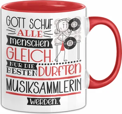 Produktbild von Musiksammlerin Geschenk Becher Tasse Gott Schuf Alle Menschen Gleich Nur Die Besten Durfeten Musiksammlerin Werden Geschenkidee Lustig (Rot)