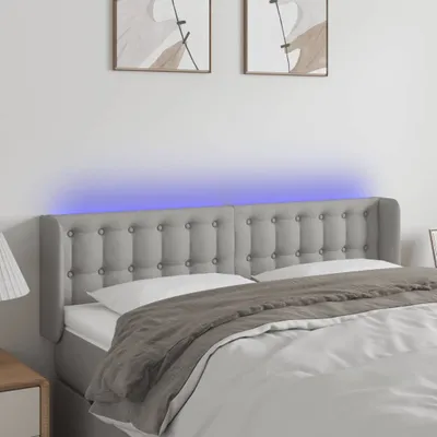 Produktbild von The Living Store LED Kopfteil Hellgrau 147x16x78/88 cm Stoff