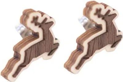 Zdjęcie produktu dla Damskie kolczyki świąteczne z jeleniami BeWooden