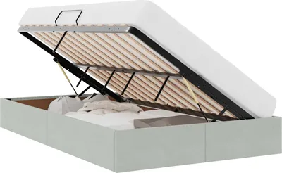 Zdjęcie produktu dla Rama łóżka z pojemnikiem vidaXL, jasnoszara, 120 x 200 cm, aksamit