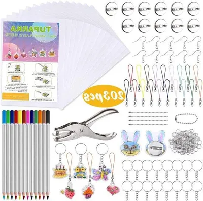 Produktbild von Kunststoff Krimpfolie Set für kreative Projekte - 203 Stücke - für Schmuck und Schlüsselanhänger