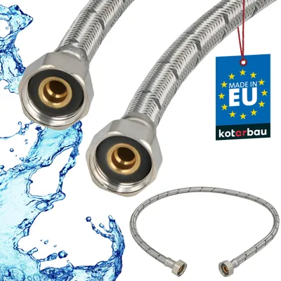 Productafbeelding van KOTARBAU® Flexibele Aansluitslang 1/2" x 1/2" Flexibele Kraanslang 90 cm Sanitaire Aansluitslang met Roestvrijstalen Vlechtwerk