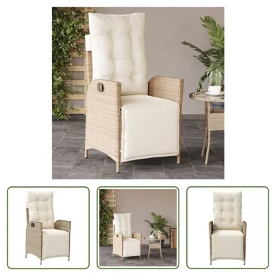 Produktbild von The Living Store Gartensessel mit Fußteil Verstellbar Beige Poly Rattan