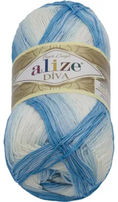 Produktbild von Garn DIVA BATIK - 100g / 350 m - Weiß,Blau