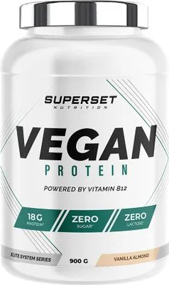 Image de Protéines Végétales - Superset Nutrition - 100% VEGAN PROTEIN (900g) - Saveur Amande et Vanille