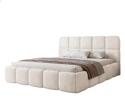 Obrázek produktu pro Čalouněná postel CERETTO 140x200, krémová, s úložným prostorem a roštem
