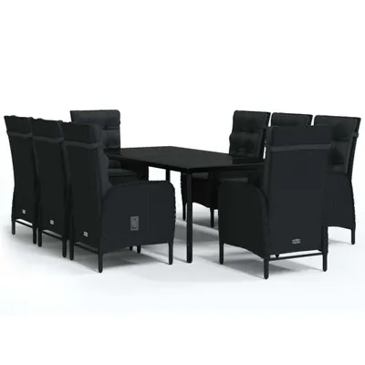 Produktbild von "WINTER SALE" 9-tlg. Garten-Essgruppe - elegantes Design - Sitzgruppe/Gartenmöbel-Set - mit Kissen Schwarz - Terassenmöbel NeuMöbel942324