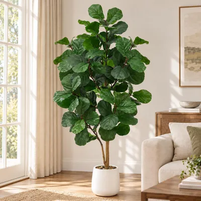 Künstlicher Geigenfeigenbaum 182,9 cm mit weißem Topf
