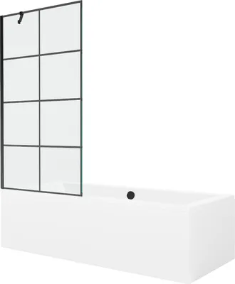 Zdjęcie produktu dla Wanna Mexen Cube 180x80 cm z czarnym parawanem i obudową