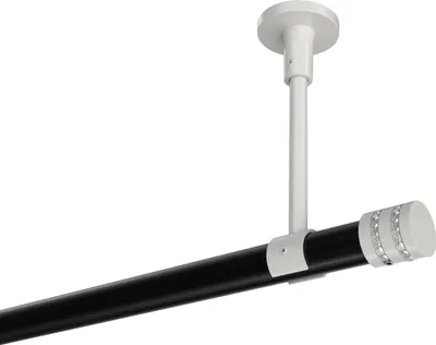 Produktbild von Interdeco Gardinenstange / Vorhangstange Schwarz / Weiß, Typ Sonette Estana (Glitzerkappe) ohne Ringe, Deckenmontage, 20 mm Ø 1-läufig, 420 cm