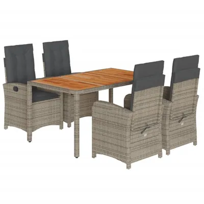 Produktbild von vidaXL 5-tlg. Garten-Essgruppe mit Kissen Grau Poly Rattan