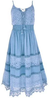 Produktbild von Besticktes Boho Sommerkleid, Langes Besticktes Kleid - Hellblau, Damen, Viskose, Kleider
