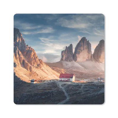 Produktbild von MuchoWow® Mauspad Mousepad Haus - Berge - Landschaft 20x20 cm - Mousepads - Maus Mat - Pad - Mausunterlage - Desk Mat - Bureauartikeln