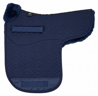 Produktbild von Engel Reitsport Satteldecke SADEK1 Lammfell & Baumwollsteppstoff, Fell in Sattellage, Fellkranz vorne, Marine-Marine-D (Dressur)