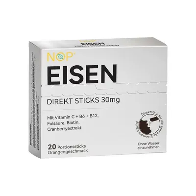 Produktbild von NOP Eisen Direkt Sticks bieten eine durchdachte Kombination aus Eisen, Folsäure, B-Vitaminen und Vitamin C
