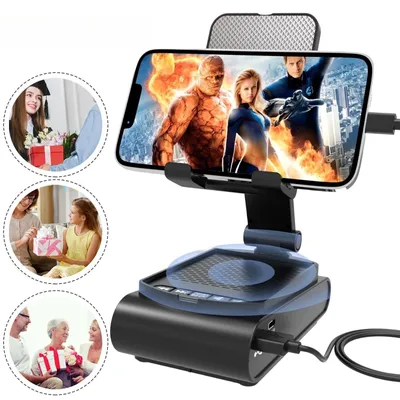 Productafbeelding van Handige telefoonhouder met Bluetooth-luidspreker, verstelbare tabletstandaard met draadloze luidspreker BT5.1, geschikt voor vrouwen en gezinnen
