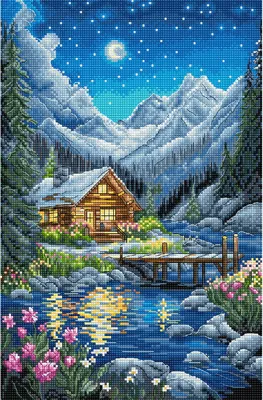 Produktbild von Letistitch gezählter Kreuzstich Kit "Nacht im Mondschein", 19x29cm
