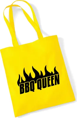 Produktbild von Huuraa Jutebeutel BBQ Queen Flammen 10 Liter Yellow Baumwolle Tasche Geschenkidee