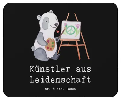 Produktbild von Mr. & Mrs. Panda Mousepad Künstler Leidenschaft - Schwarz - Geschenk, Spruch, Mouse Pad, mousematte, Mauspad, Maler, pc, Witzig, computermatte