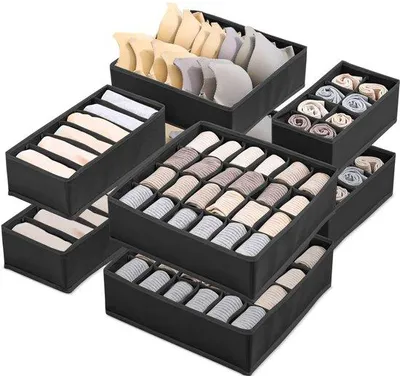 Immagine prodotto di Organizer per armadio, 8 pezzi, nero, tessuto, farfalla