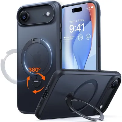 Produktbild von iPhone 17 Air Hülle mit 360° Ständer & MagSafe, Militärschutz, Schwarz