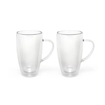 Produktbild von Doppelwandiges Tee-/Kaffeeglas aus Borosilikatglas, 320 ml, mikrowellengeeignet, 2er-Set