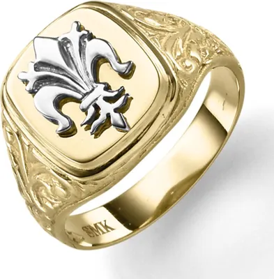 Produktbild von Ring Siegelring Herrenring heraldische Lilie 585 Gold Gelbgold Weißgold B: 16mm Innenumfang 68mm  Ø21.6mm