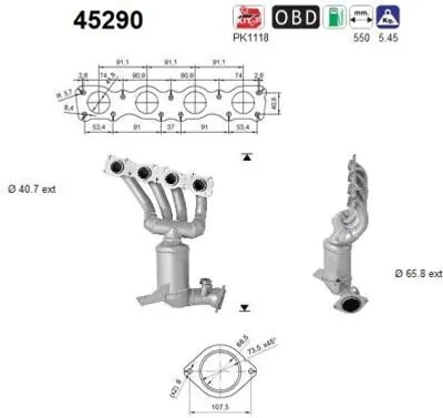 Produktbild von AS Katalysator Kat für BMW 3 Touring (E91) Euro 4/Euro 5 45290