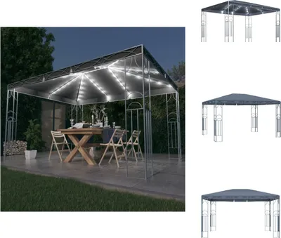 Produktbild von vidaXL Pavillon mit LED-Lichterkette 400x300 cm Anthrazit -  Pavillons & Partyzelte