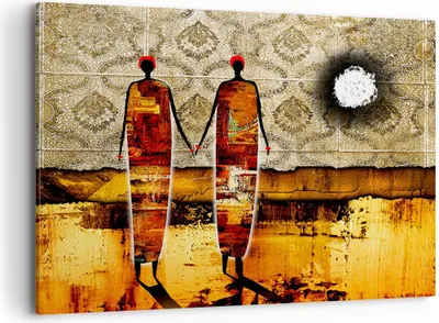 Produktbild von Bild auf Leinwand - Leinwandbild - Paar afrika wüste folklore - 120x80cm - Wand Bild - Wanddeko - Leinwanddruck - Bilder - Kunstdruck - Wanddekoration - Leinwand bilder - Wandkunst - AA120x80-0659