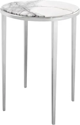 Produktbild von Casa Padrino Luxus Beistelltisch in silber mit weißer Marmorplatte Ø 37,5 x H. 58 cm - Wohnzimmermöbel