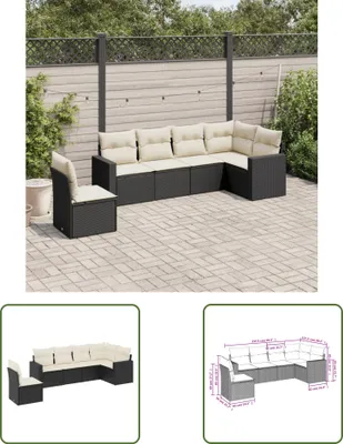 Produktbild von The Living Store 6-tlg. Garten-Sofagarnitur mit Kissen Schwarz Poly Rattan
