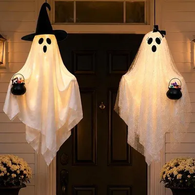 Zdjęcie produktu dla Dekoracje na Halloween: zestaw 2 sztuk - świecący kapelusz czarownicy