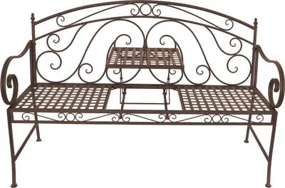 Produktbild von Gartenbank Schmiedeseisen ausklapp Tisch Bank Metall Metallbank Parkbank Garten farbe braun