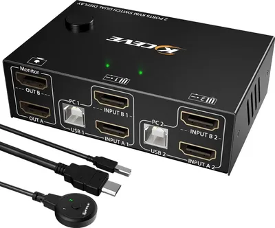 Zdjęcie produktu dla Przełącznik KVM MLEEDA KC-KVM202, do dwóch monitorów, USB, HDMI