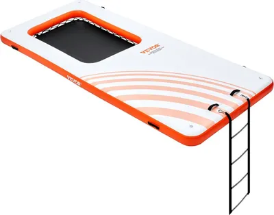 Produktbild von Aufblasbares Schwimmdock, 15 x 6,5 ft große aufblasbare Dockplattform mit 4 x 6 ft großem Trampolin-Netzpool, rutschfeste Schwimmplattform-Wassermatte mit tragbarer Tasche und abnehmbarer Leiter für Entspannung am Pool oder Strand
