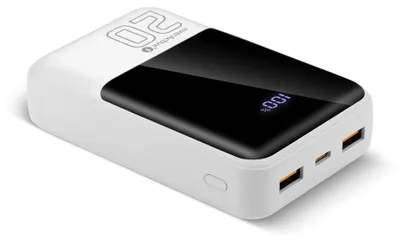 Image de everActive Powerbank 20 2 ports USB + 1 port USB-C 22,5 W QC4+ avec écran LCD, blanc - Batterie