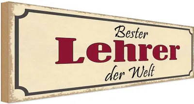 Produktbild von vianmo Holzschild 10x27 cm bester Lehrer der Welt Arbeit Beruf