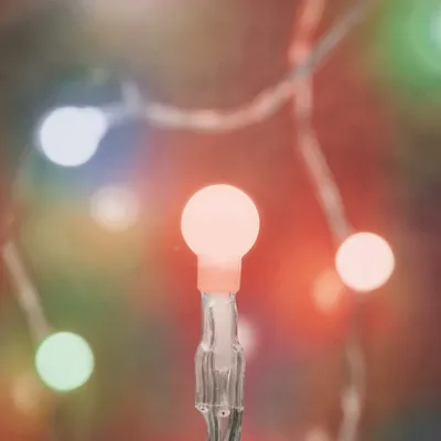 Produktbild von LED-Minilichterkette, 10 RGB-LEDs mit Funktionen, weiße Kugeln