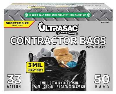 Image de Sacs poubelles UltraSac pour professionnels du bâtiment – (50 pièces/avec liens) – très résistants